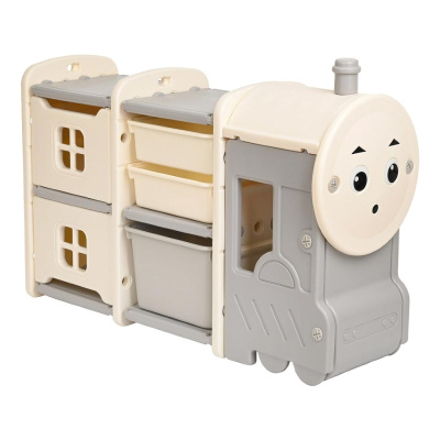 Стеллаж для игрушек с ящиками Паровозик Pituso YYTF23-grey 01